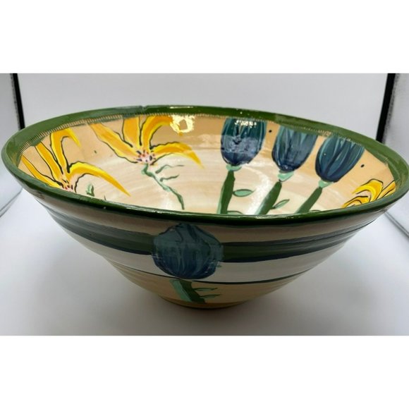 Large Hand-Crafted Bowl, Artist Signed-Jill Jenson- 14 1/2 Wide- 6” Tall
